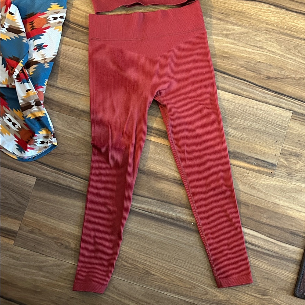 Red Two-Piece Set with Colorful Patterned Top - Picture 6 of 6